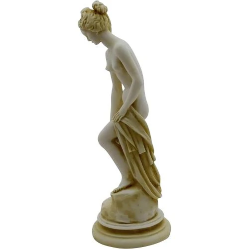 Zoom sur Statue femme nue grecque albâtre, Helene de Troy, Generique