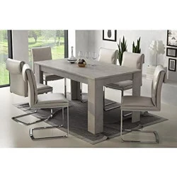 Table salle à manger extensible Dmora, moderne, couleur ciment