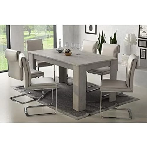 Table salle à manger extensible Dmora, moderne, couleur ciment - Vue principale