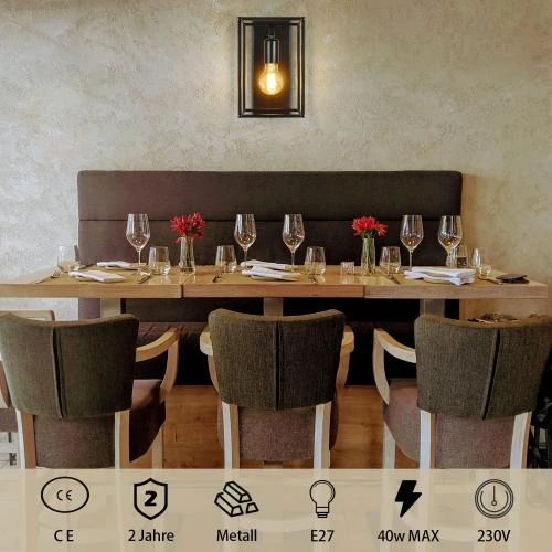 Zoom sur Applique murale vintage noire Homefire, éclairage industriel