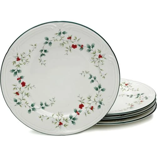 Pfaltzgraff Winterberry, Lot 4 Assiettes Plates, Décor Festif - Vue principale
