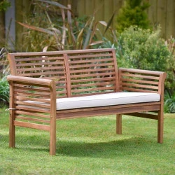 Canapé jardin 2 places bois dur, coussin inclus, Plant Theatre