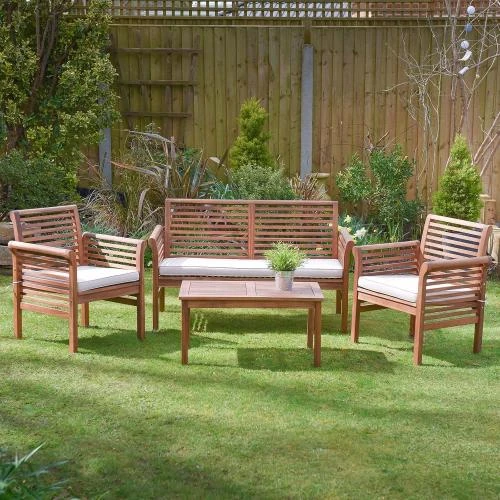 Détail de Canapé jardin 2 places bois dur, coussin inclus, Plant Theatre