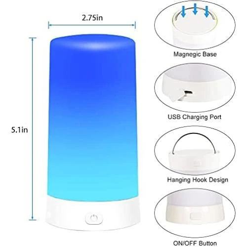 Détail de Hawofly Lampe LED effet flamme, rechargeable USB, télécommande