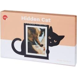 Cadre Hidden Cat Noir, Décoration Animaux Métal en situation