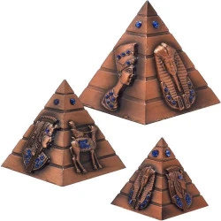 Figurines Pyramide Égyptienne Bronze Vintage, 3 Pièces