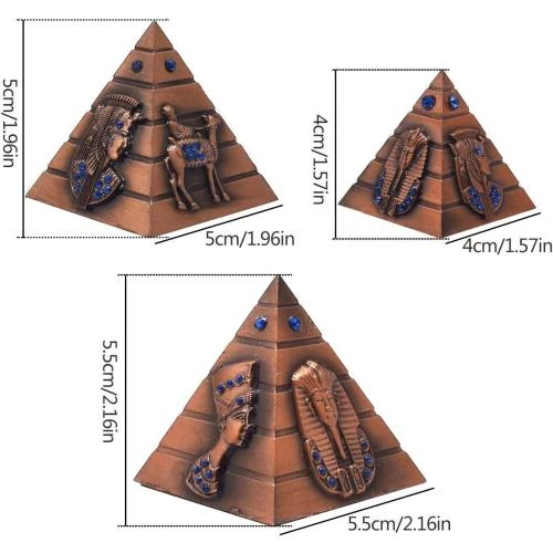 Détail de Figurines Pyramide Égyptienne Bronze Vintage, 3 Pièces