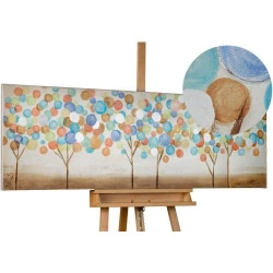 Kunstloft Tableau peinture moderne feuillage automne multicolore