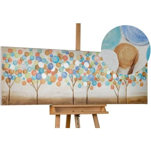 Kunstloft Tableau peinture moderne feuillage automne multicolore - Vue principale