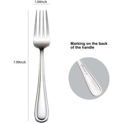 HISSF Fourchettes à salade inoxydable, 6 pièces, argenté en situation