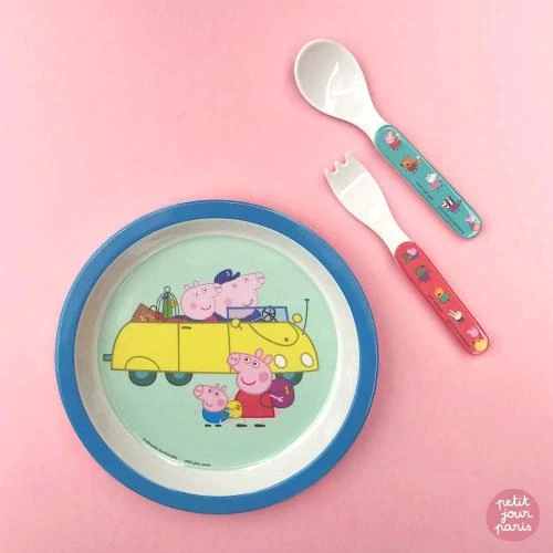 Zoom sur Assiette Bébé Peppa Pig, Bleu, Petit Jour Paris