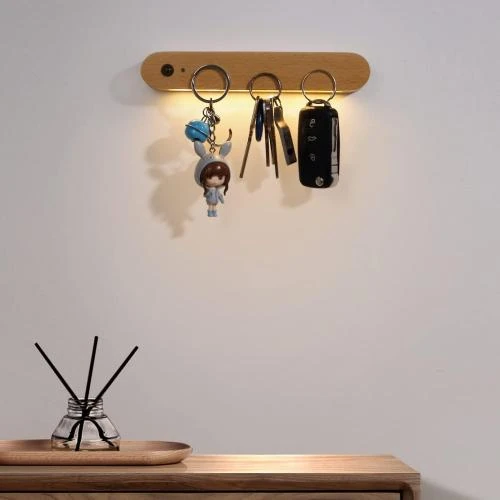 Détail de Applique Murale Sans Fil LED, Bois, Détecteur Mouvement