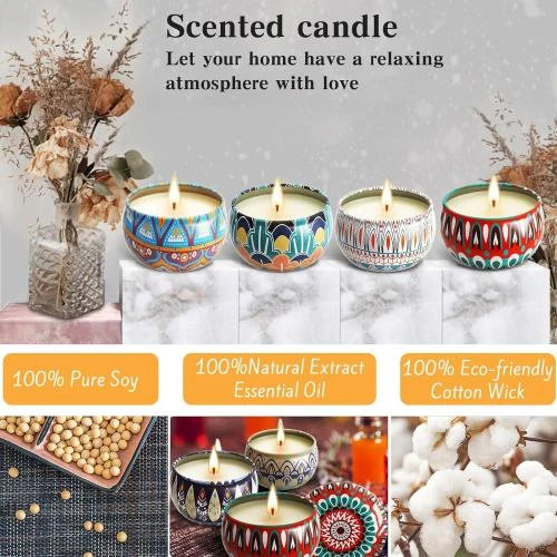 Zoom sur MULEVIP Bougie Parfumée, Ensemble Cadeau 8 Pièces, Soja