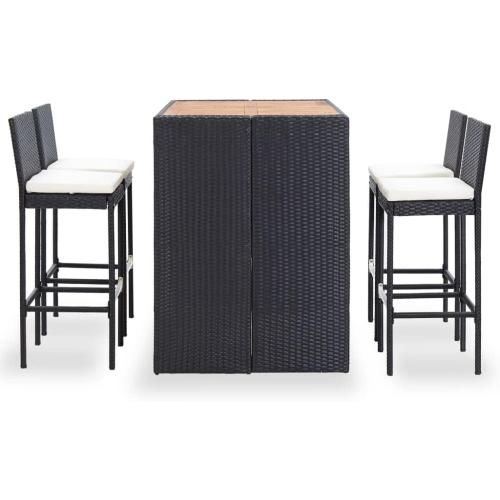 Présentation de VidaXL Ensemble Bar 5 pcs Salon Jardin Résine Tressée Noir en situation