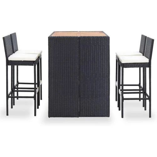 Détail de VidaXL Ensemble Bar 5 pcs Salon Jardin Résine Tressée Noir