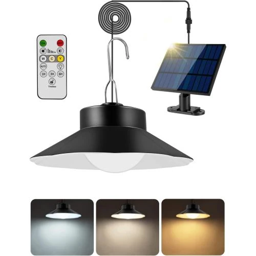 Lampe solaire extérieure suspendue, télécommande, étanche IP65 - Vue principale
