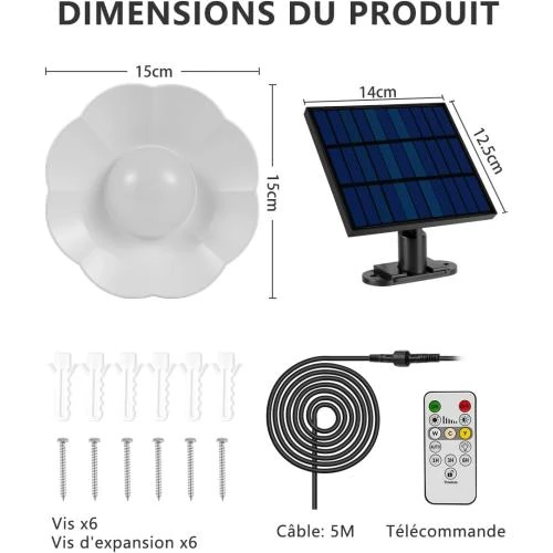 Détail de Lampe solaire extérieure suspendue, télécommande, étanche IP65