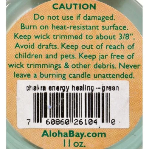 Zoom sur Bougie Aloha Bay Chakra, énergie, bien-être, parfum
