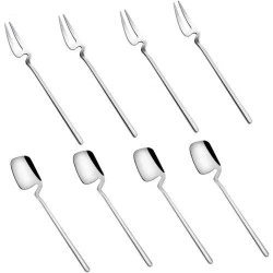 Lot 4 fourchettes, cuillères fruits, acier inoxydable argenté