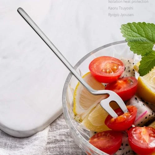 Zoom sur Lot 4 fourchettes, cuillères fruits, acier inoxydable argenté