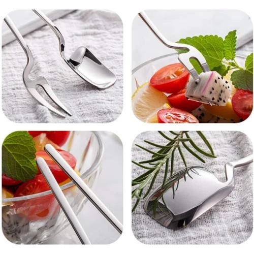 Détail de Lot 4 fourchettes, cuillères fruits, acier inoxydable argenté