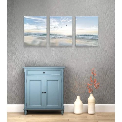 Zoom sur Art Huaqin, toile murale plage, oiseaux marins, moderne