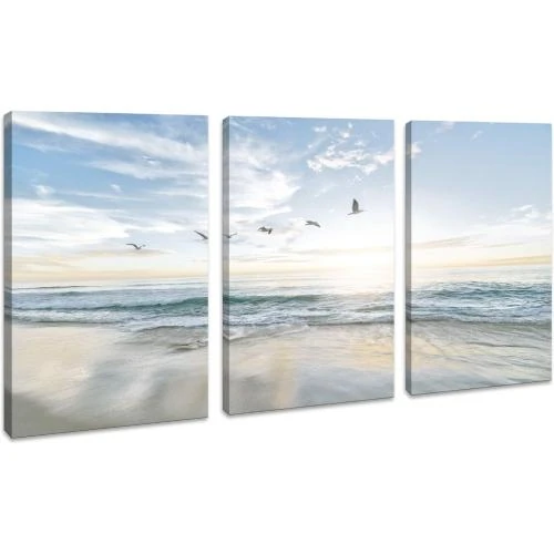 Art Huaqin, toile murale plage, oiseaux marins, moderne - Vue principale