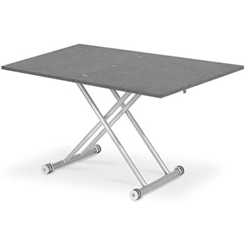 Zoom sur Table Basse Relevable Philadelphia, Effet Béton, Design Moderne, Salon