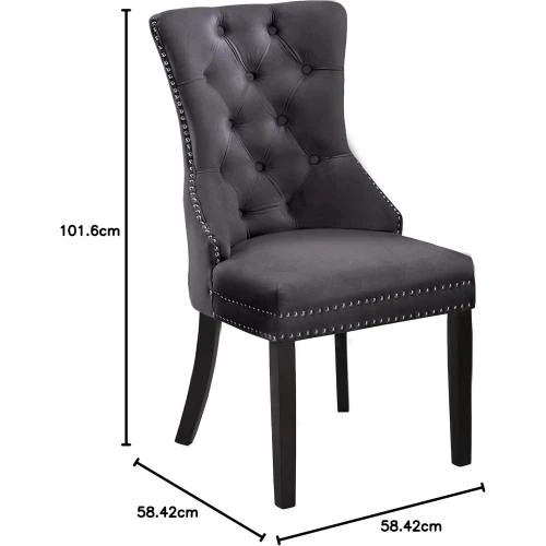 Zoom sur Chaise Salle à Manger Velours Meridian Furniture, Luxe
