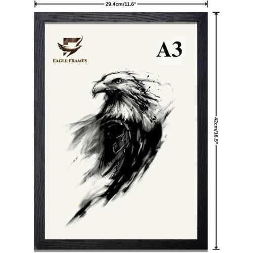 Détail de Cadre photo noir effet bois, Eagle Frames, qualité supérieure
