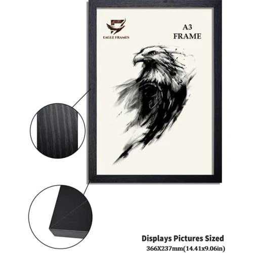 Zoom sur Cadre photo noir effet bois, Eagle Frames, qualité supérieure