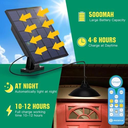 Détail de Aigostar Lampe solaire extérieure, télécommande, étanchéité IP65