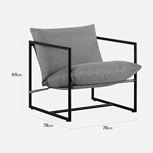 Zoom sur Fauteuil suspendu ZINUS Aidan style moderne, gris clair rembourré flocons mousse