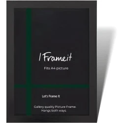 Cadre photo A4 noir en bois, portrait, horizontal, Perspex