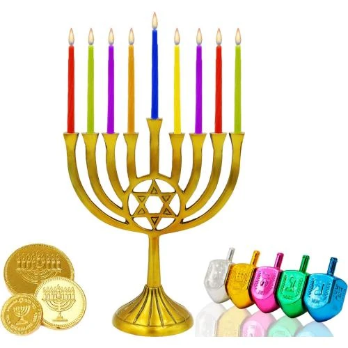 Zoom sur Bougies multicolores Chanouka, The Dreidel Company