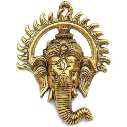 Ganesha Murti, Métal, Décor Mur, Antique, Idol Indien