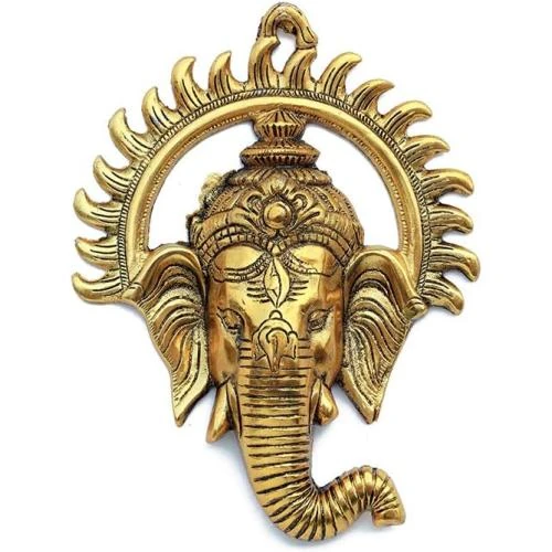 Ganesha Murti, Métal, Décor Mur, Antique, Idol Indien - Vue principale