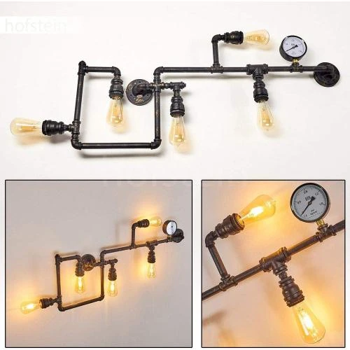 Détail de Applique Kolyma métal rouille, lampe industrielle vintage