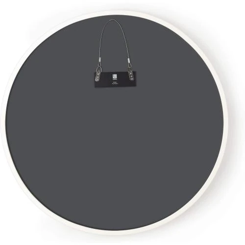 Zoom sur Miroir Mural Rond Umbra, Cadre Caoutchouc Blanc, Décoration Moderne
