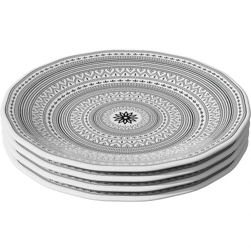 American Atelier Assiettes à salade mélamine, motif marocain noir blanc - Vue principale