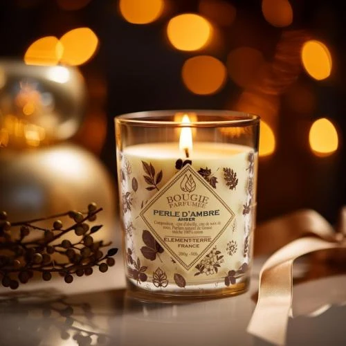 Détail de Bougie Parfumée Perle d'Ambre, 50 Heures, Élément Terre