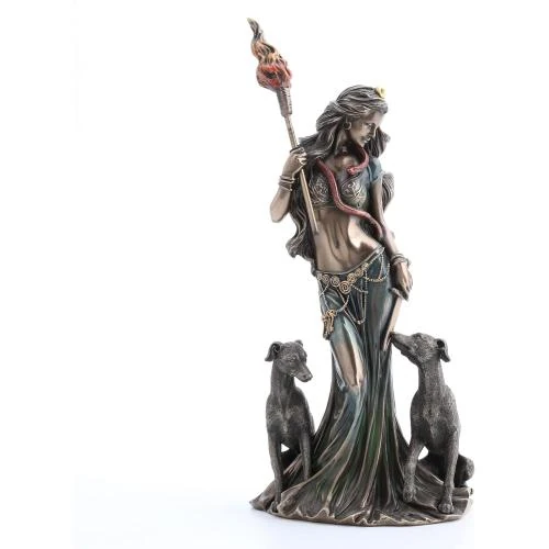 Sculpture Déesse Grecque Magie, Chiens, Finition Bronze, Veronese Design - Vue principale