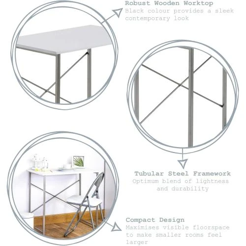 Zoom sur Bureau, Chaise, Set 2 pièces, Harbour Housewares, Blanc