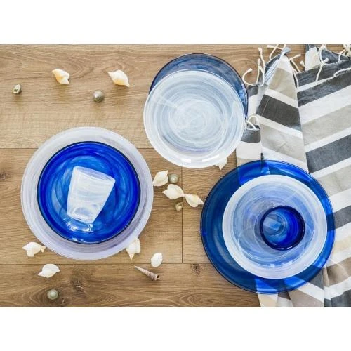Zoom sur Set 6 assiettes fruits alabastre verre blanc
