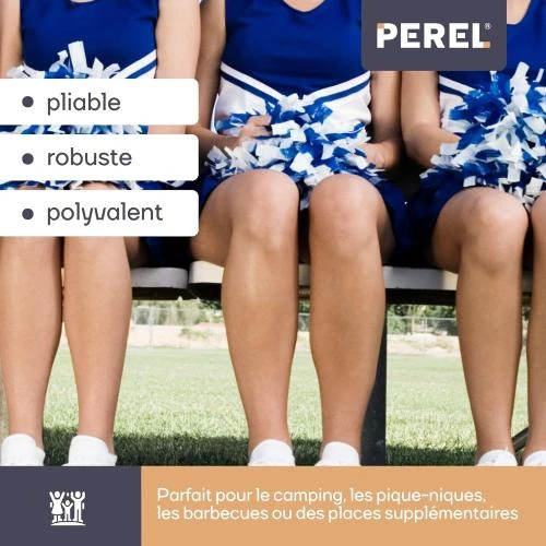 Zoom sur Perel Banc Pliant Noir, Résistant Intempéries, Aspect Rotin