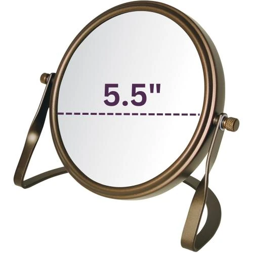 Zoom sur Miroir maquillage double face, grossissement, bronze