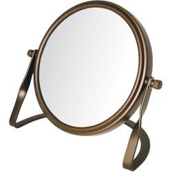 Présentation Miroir maquillage double face, grossissement, bronze