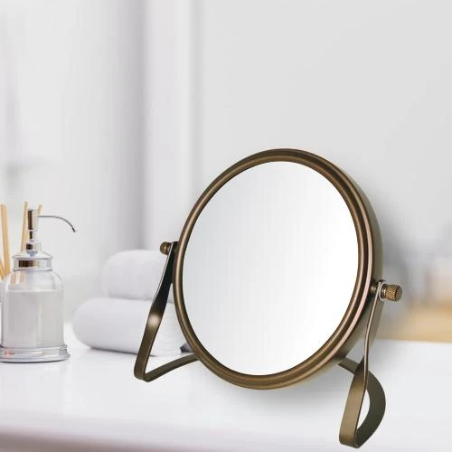Détail de Miroir maquillage double face, grossissement, bronze