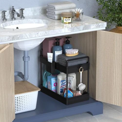 Détail de Organiseur Sous-Évier 2 Étages - Rangement Comptoir Salle de Bain