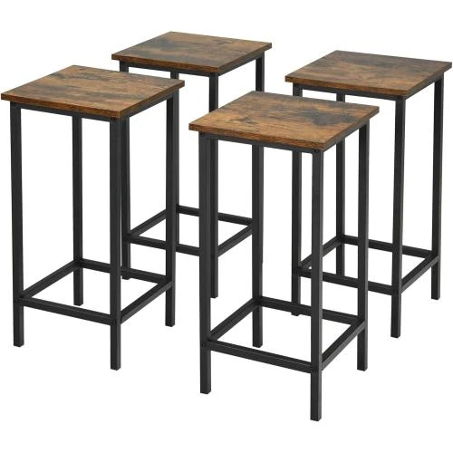 Tabourets de Bar Industriels Bois, Fer, Lot de 4 - Vue principale